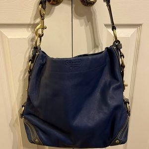 Coach blue slouchy leather tote